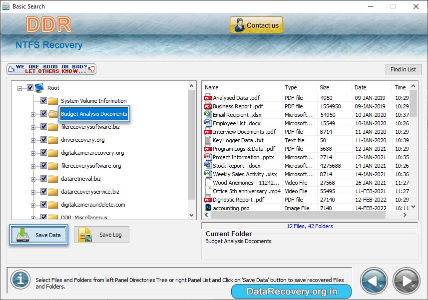 NTFS Data Recovery Software Screenshot