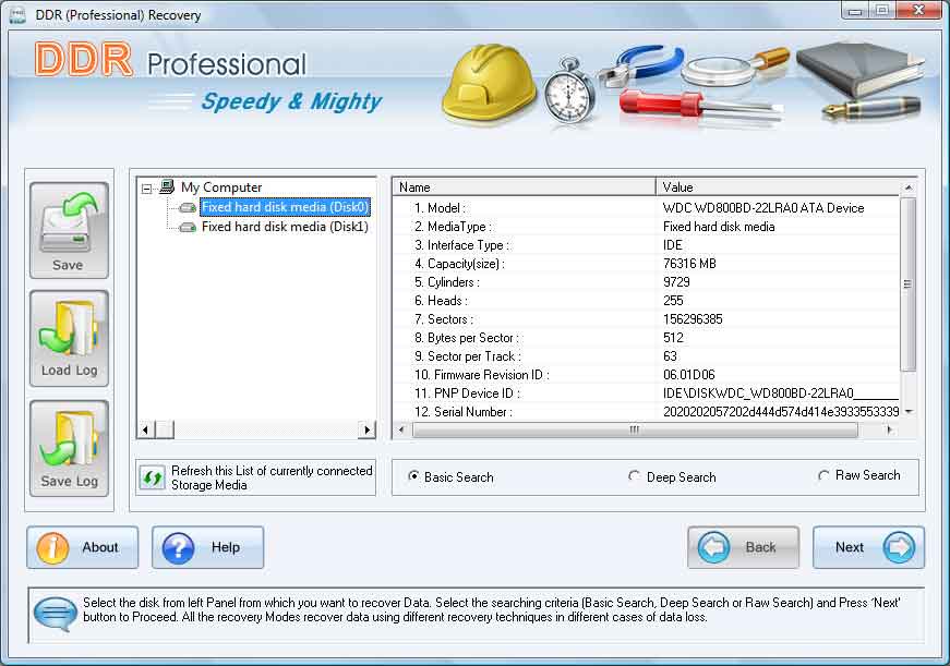 DDR Recovery - Professional Software Screenshot