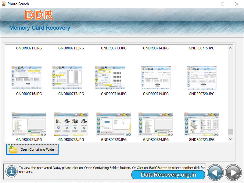 Screenshot of Pro Duo Memory Stick Files Recovery Tool